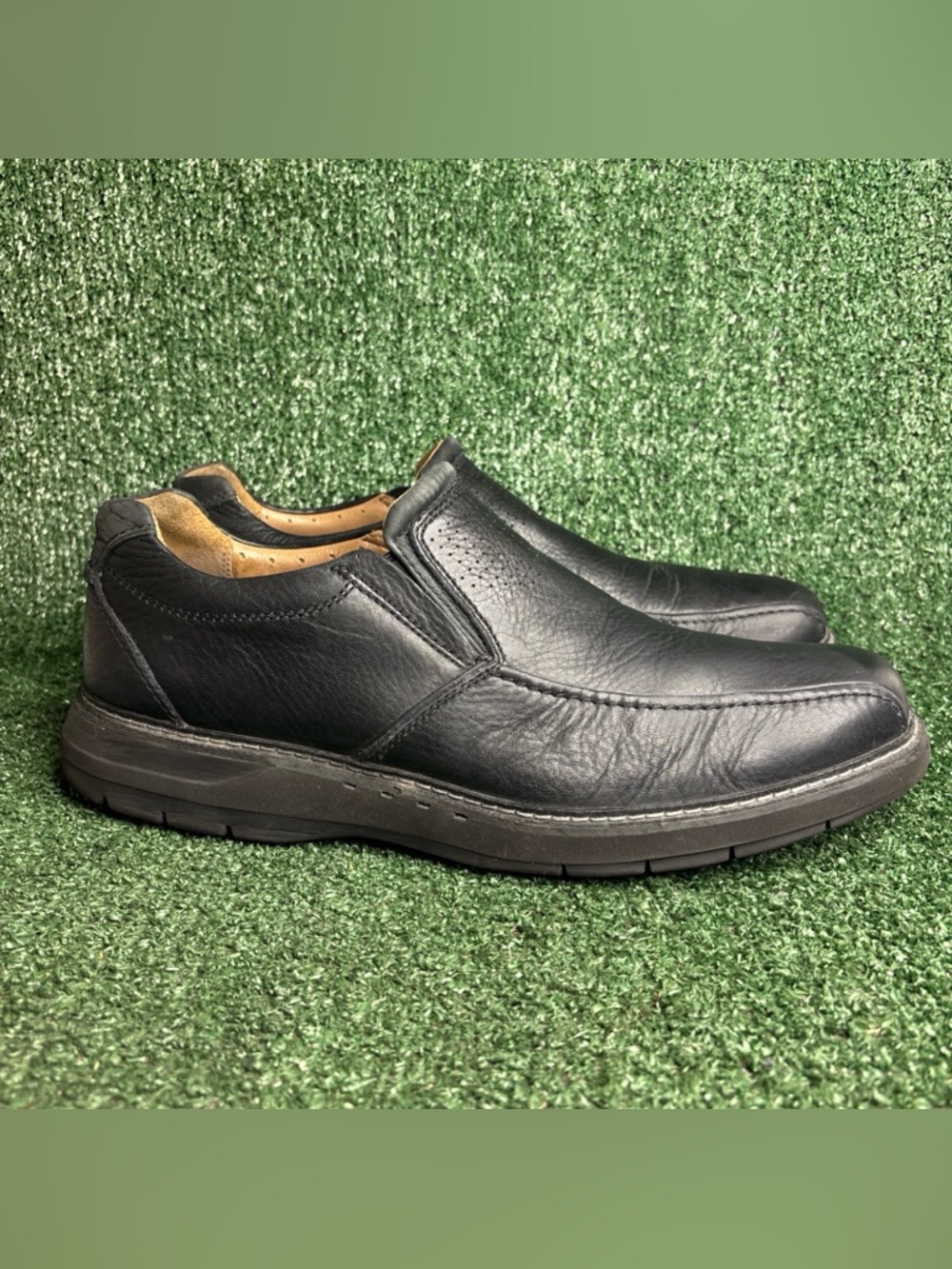Clarks Unstructured Black Leather Loafers Slip-On Men’s Size 14 M